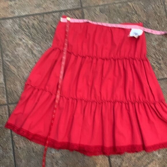 Cherry Pink Size 2X Stretch Lily 3 Tier Ruffled Skirt Lace Trim Cotton Lycra - Picture 8 of 8
